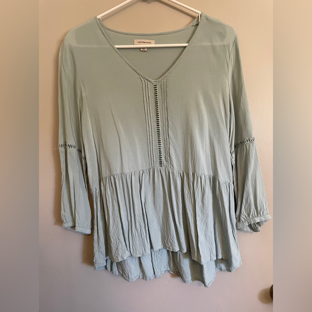 Calvin Klein Jeans Soft Blue Peplum Blouse